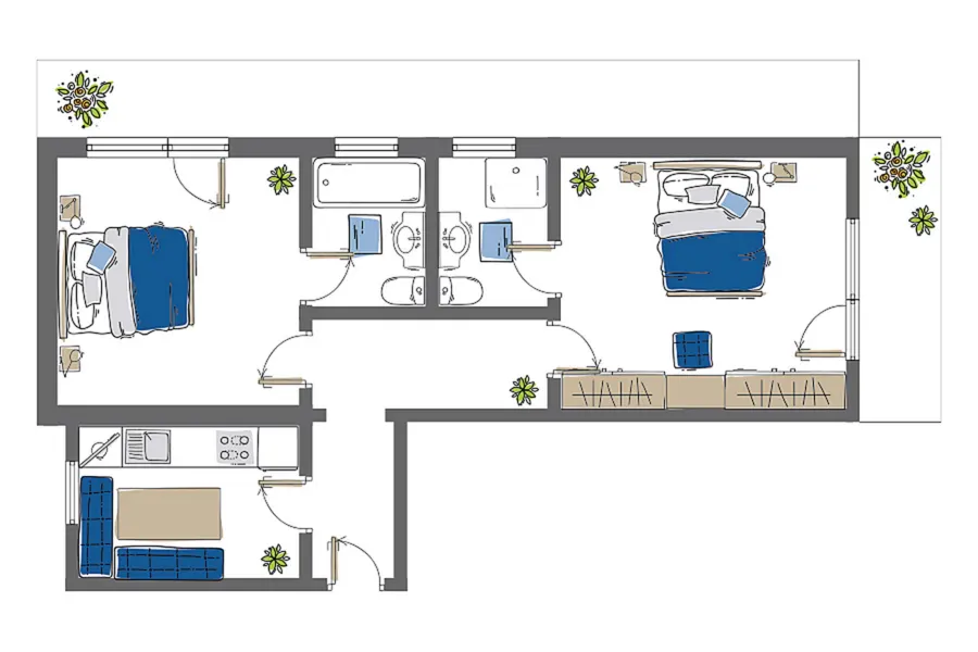 Grundriss des Appartements Grieskogel